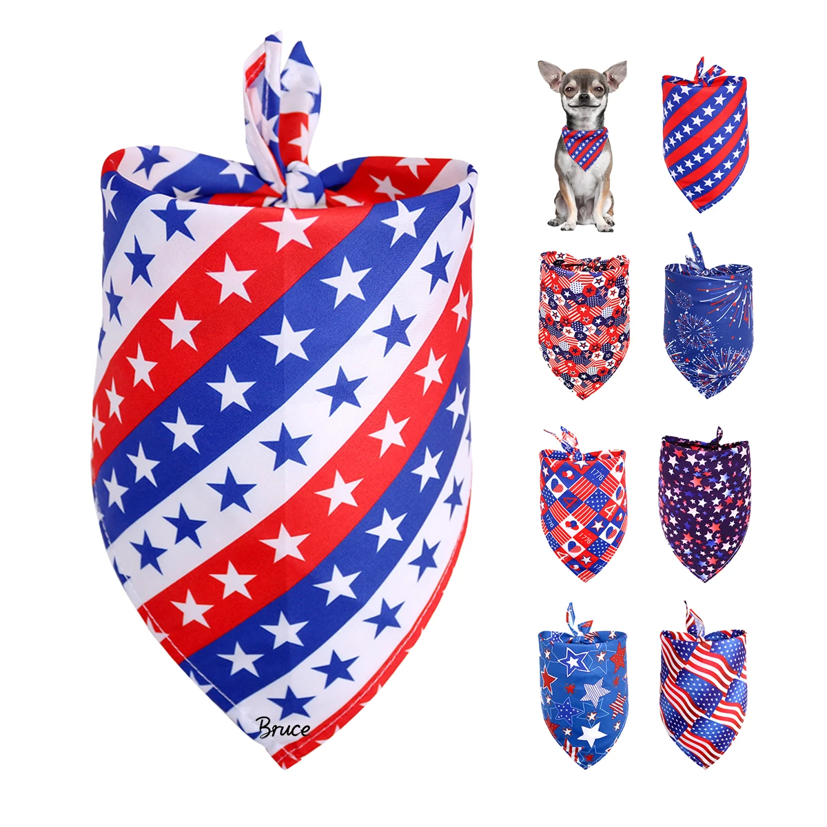 Polyester Patriotic Triangle Dog Bandana 1