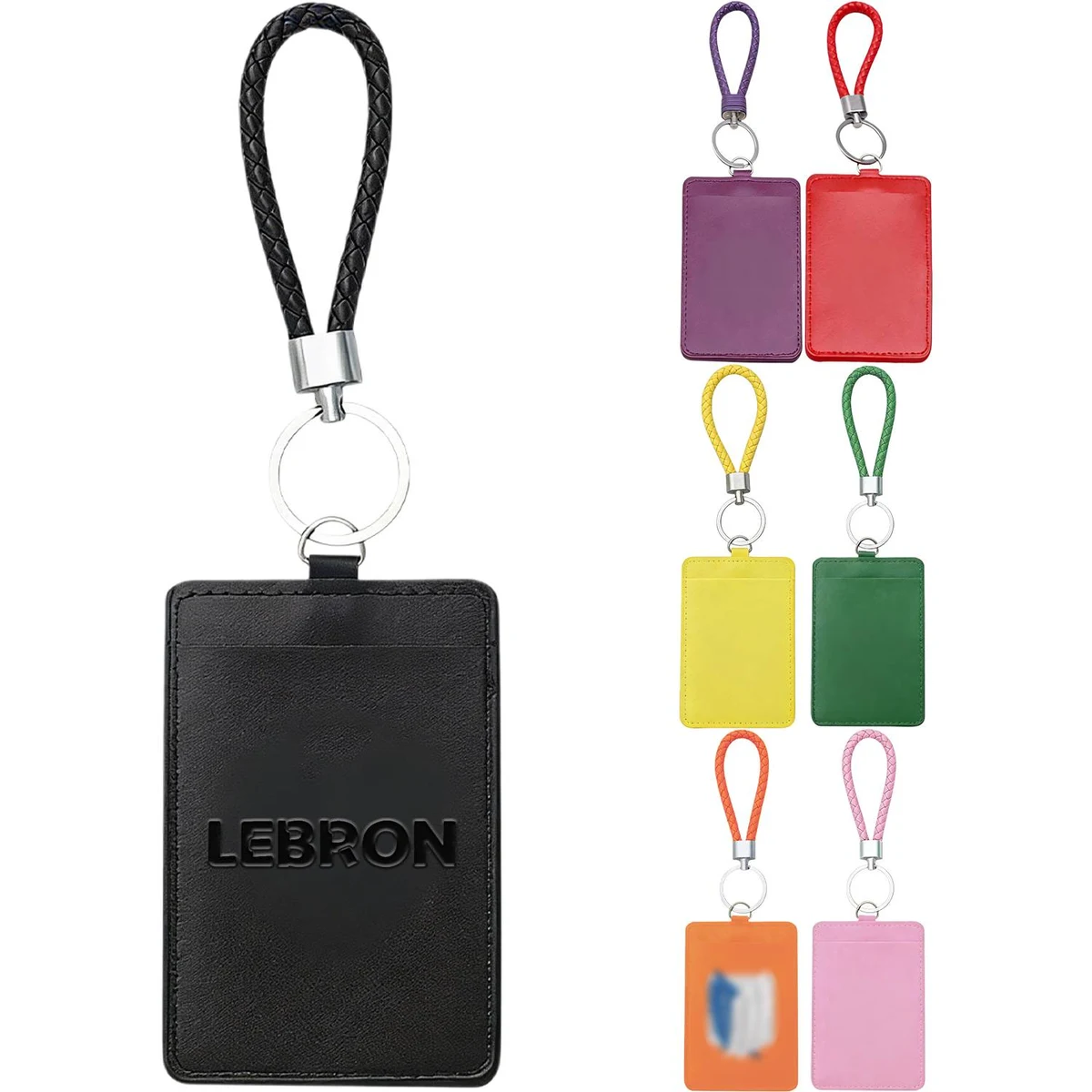 Custom PU Leather ID Card Holder w/ Keychain 1
