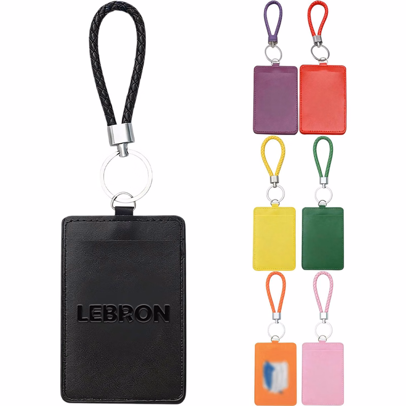 Custom PU Leather ID Card Holder w/ Keychain