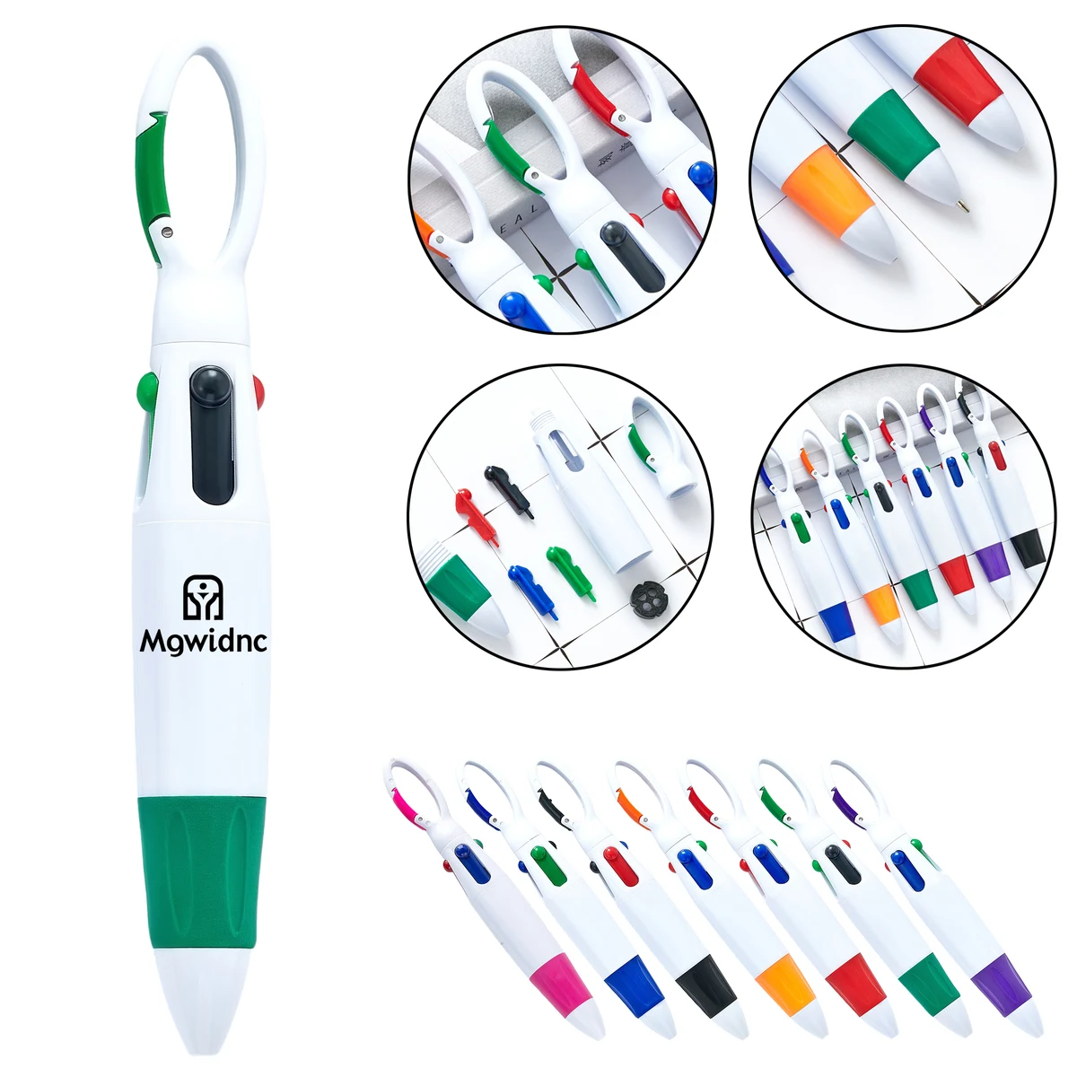 4-Color Jumping Plastic Ballpoint Pen with Carabiner Clip 1