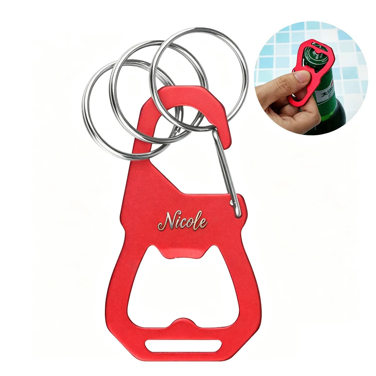 3 Keyring Carabiner Aluminum Alloy Bottle Opener 1