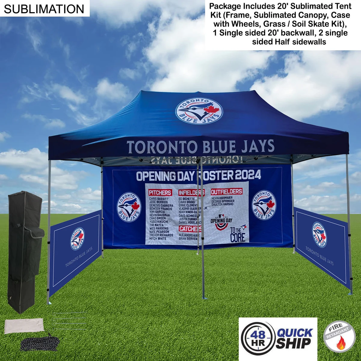 48 Hr Quick Ship - Full Tent Package 2, 20' Sublimated Tent , 20' backwall,2 half sidewalls 1