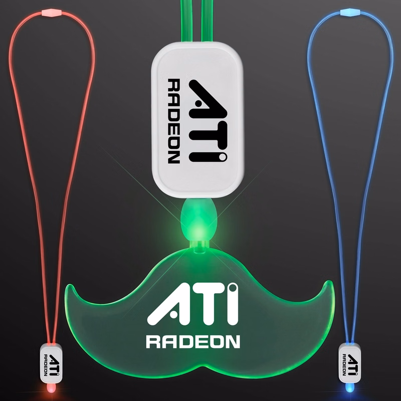 LED Lanyard with Acrylic Mustache Pendant