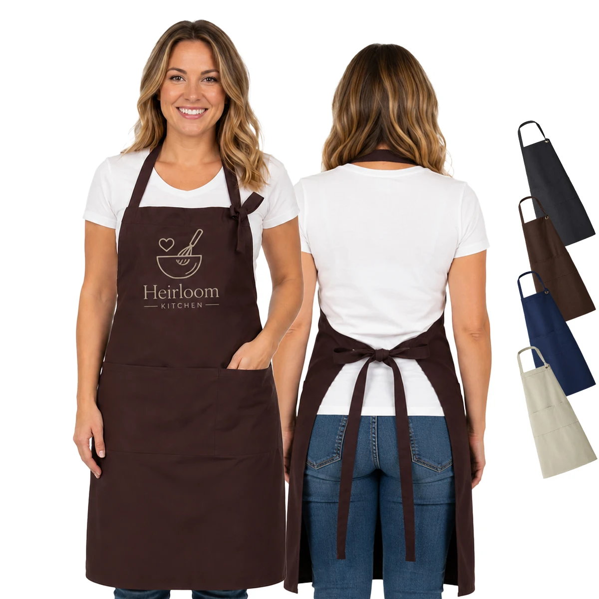 13 oz. Thick Canvas Kitchen Apron w/ 2 Pockets, Antifouling 1