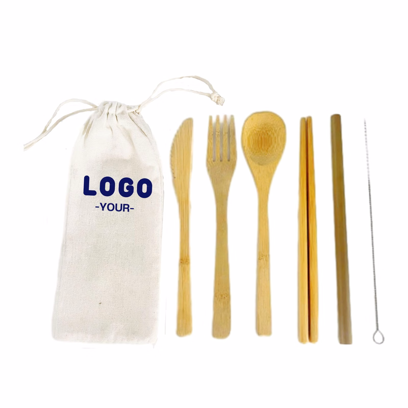 Portable 6-Piece Bamboo Cutlery Set