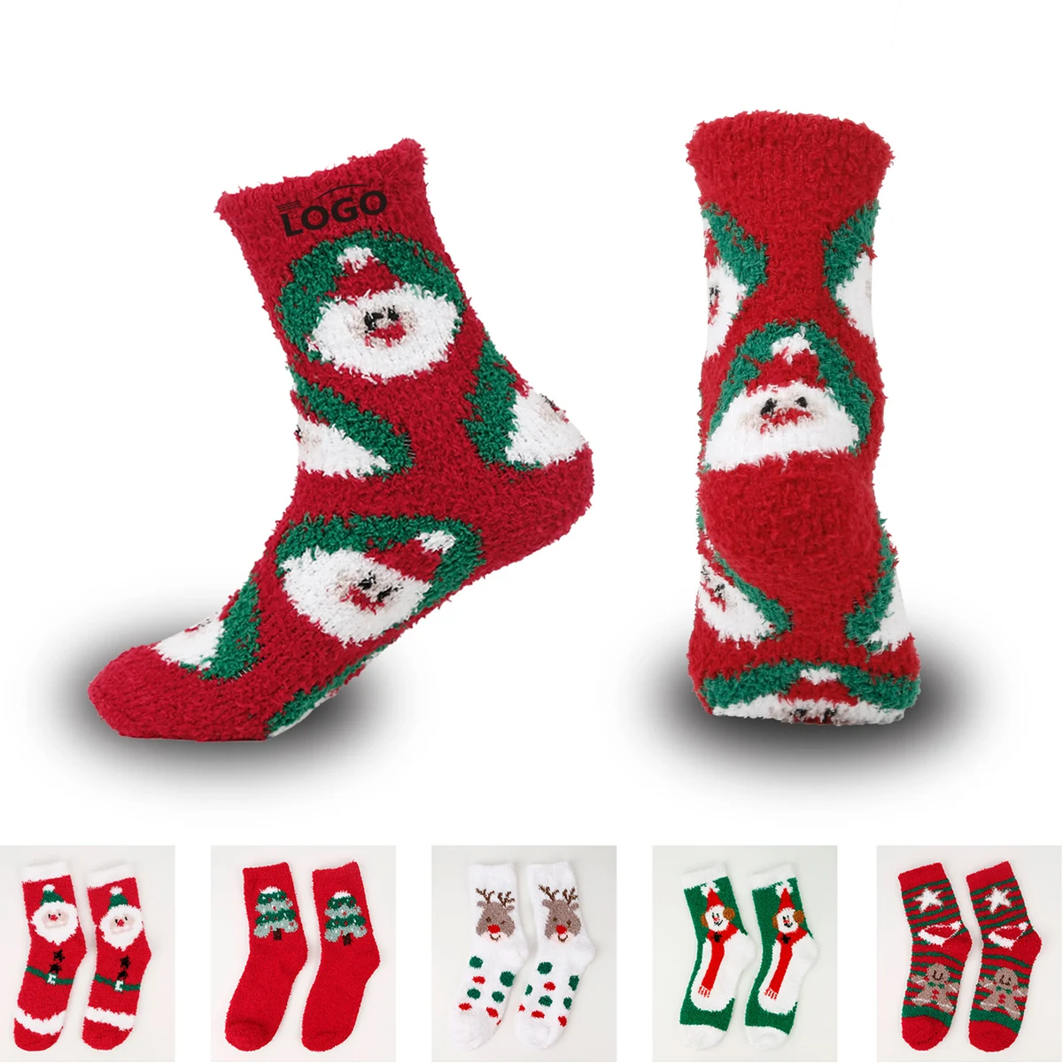 Christmas Socks Fuzzy Feet Socks 1