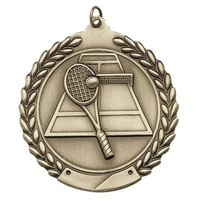 Tennis Die Cast Medal, 1 3/4" 1