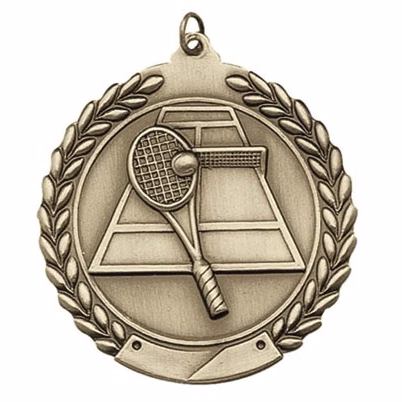 Tennis Die Cast Medal, 1 3/4"