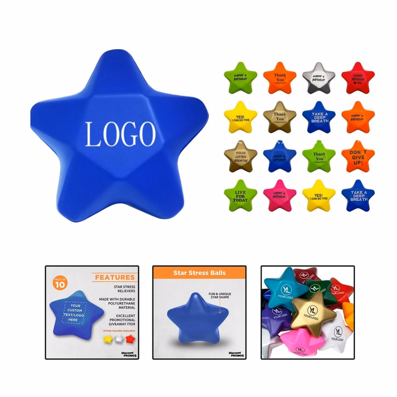 3-Inch Eco-Friendly Star-Shaped PU Foam Stress Ball