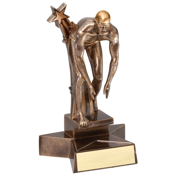 6 1/2" Tall Swimming Male Superstar Resin Award 1