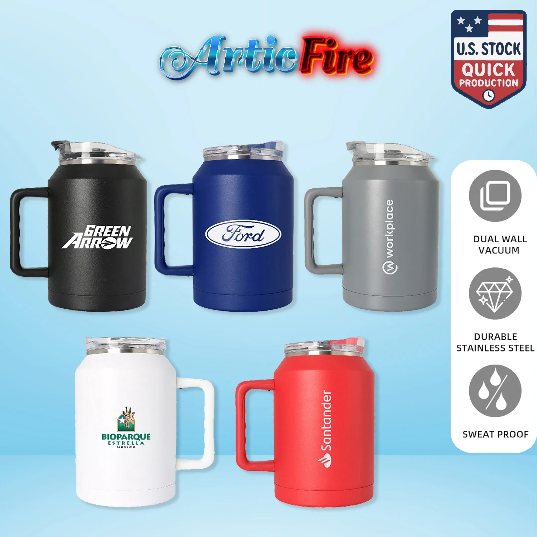 ArticFire 50oz Insulated Stainless Steel Mug with Straw & Twist Lid 1