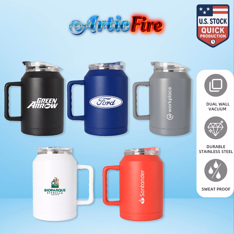 ArticFire 50oz Insulated Stainless Steel Mug with Straw & Twist Lid