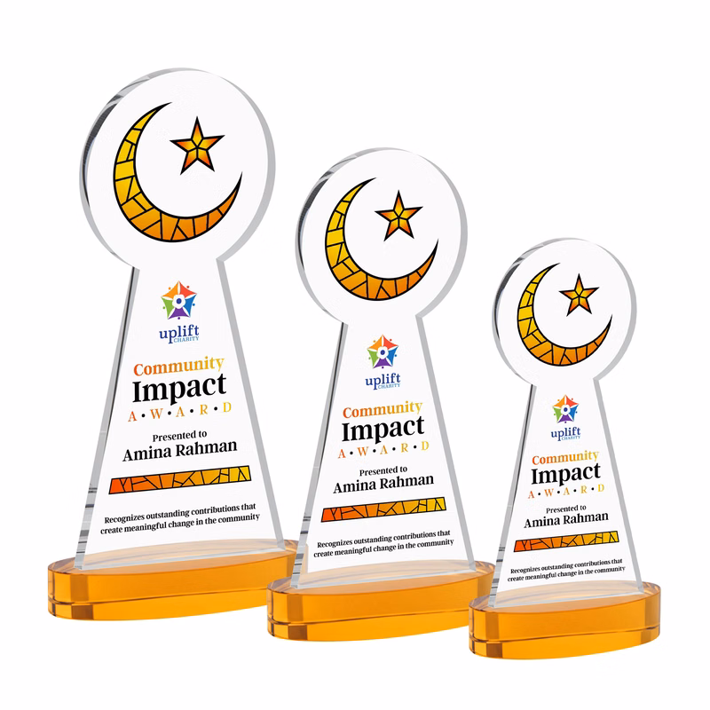 Crescent & Star VividPrint™ Award on Alberton Base - Amber