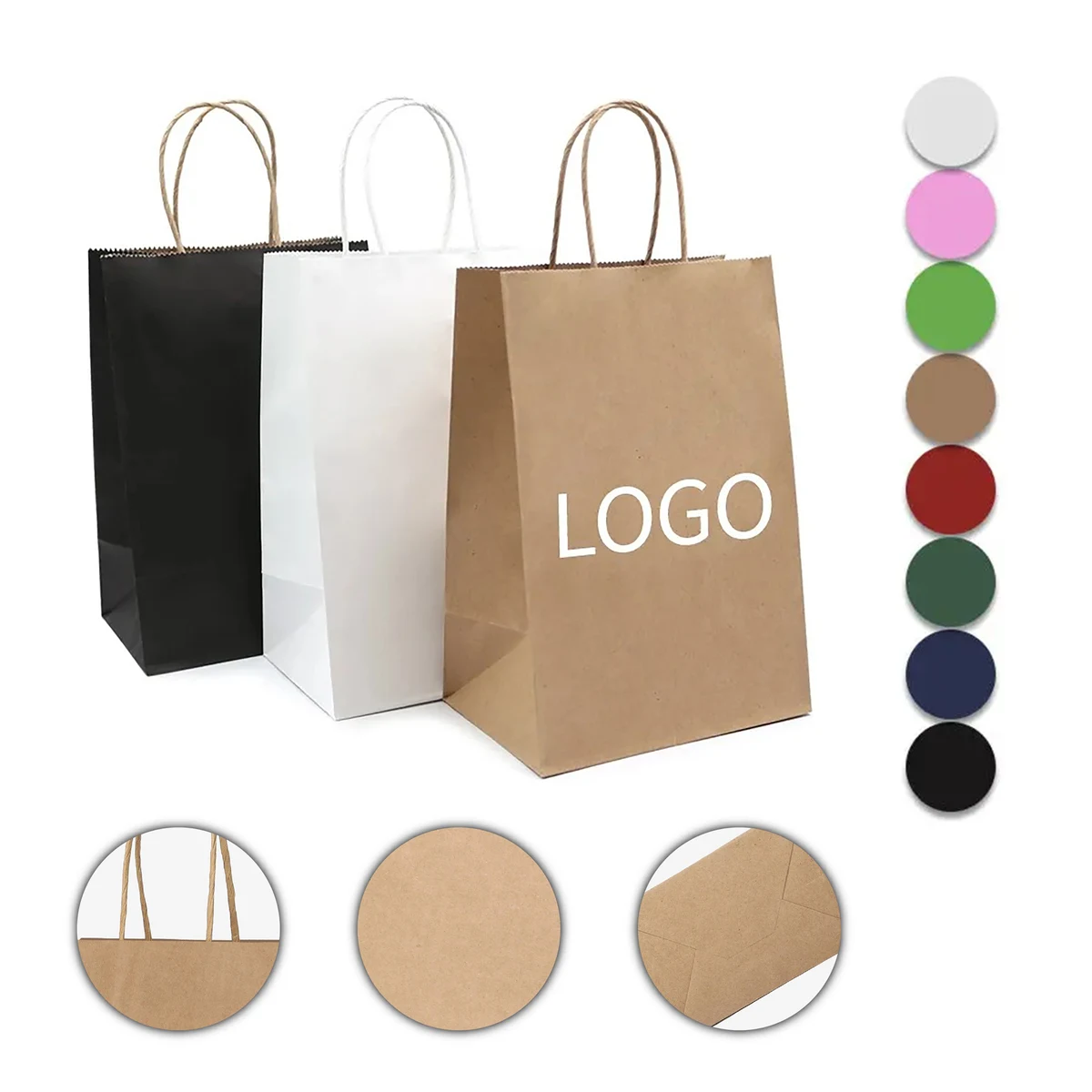 Eco-Friendly Kraft Paper Tote Bags(6" W x 8" H x 3" D) 1