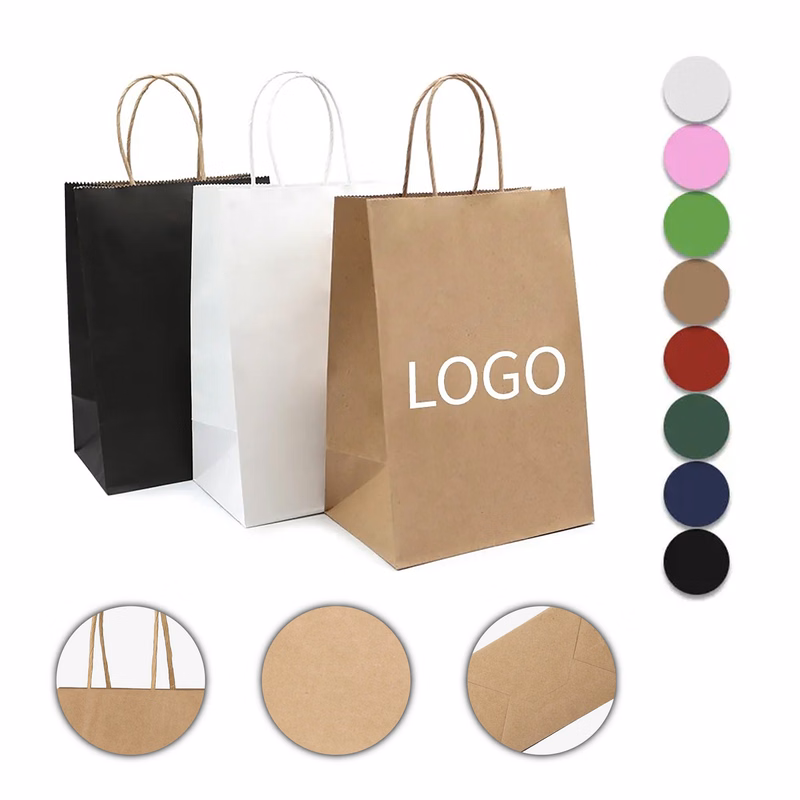 Eco-Friendly Kraft Paper Tote Bags(6" W x 8" H x 3" D)