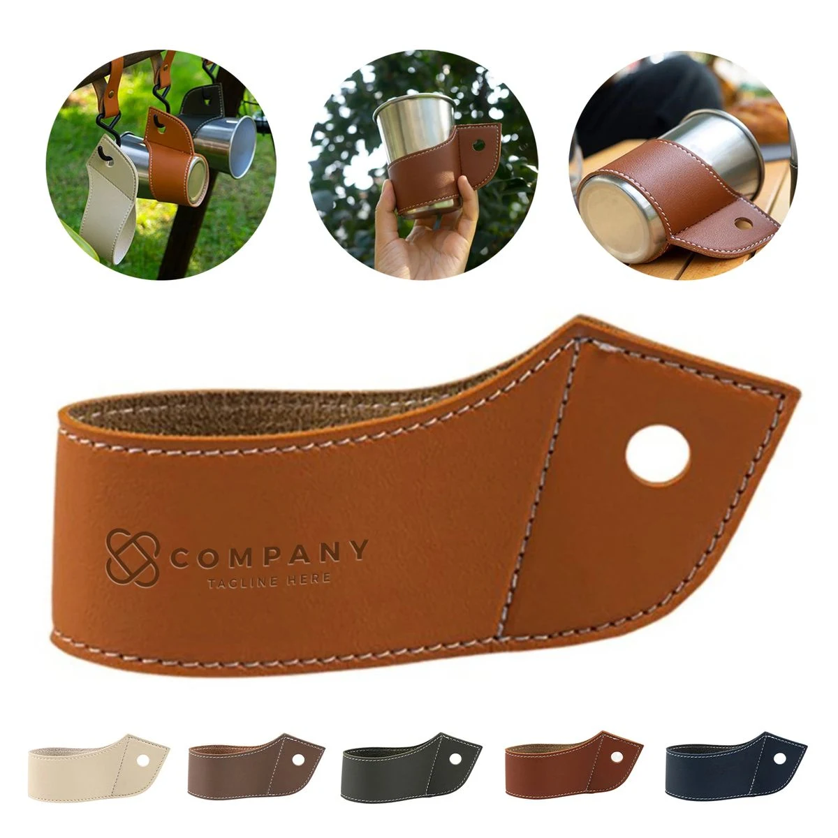 PU Leather Cup Holder Sleeve With Hanging Loop 1