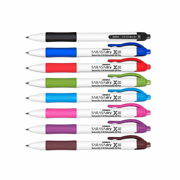 Zebra Sarasa Dry X-20-WH Retractable Gel Pen With White Body & Rubber Grip