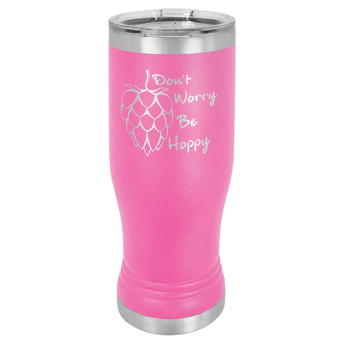 Pink 14 oz. Polar Camel Pilsner with Clear Lid 1
