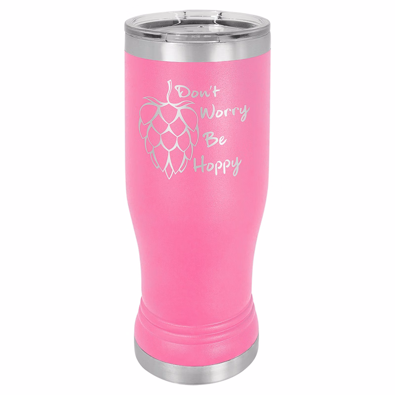 Pink 14 oz. Polar Camel Pilsner with Clear Lid