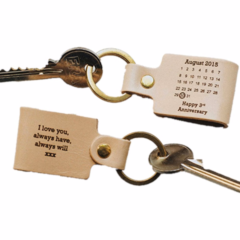 Square Leather Key Ring Key Chain