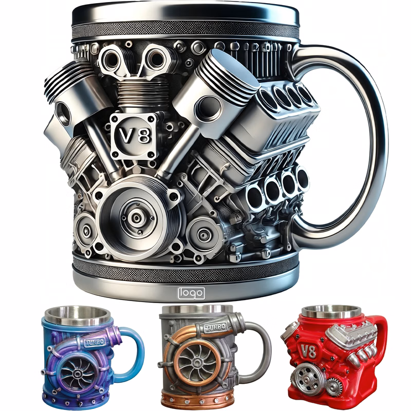 10 oz V8 Engine Stainless Coffee Mug