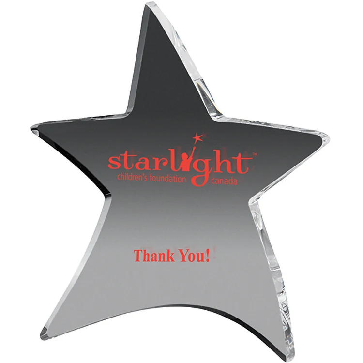 Clear Moving Star Paperweight (4 1/2"x 5"x 3/8") Screen-Printed 1