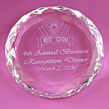 OPTICAL CRYSTAL-BEVELED PAPERWEIGHT 1
