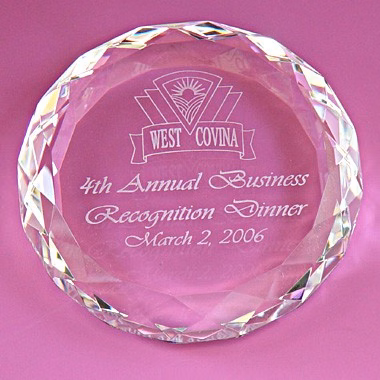 OPTICAL CRYSTAL-BEVELED PAPERWEIGHT