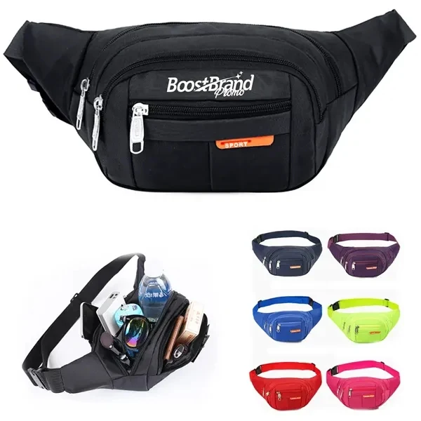 Custom 12.6 Inch Water Resistant Sports Waist Bag — Multi Pocket Active Essentials 1