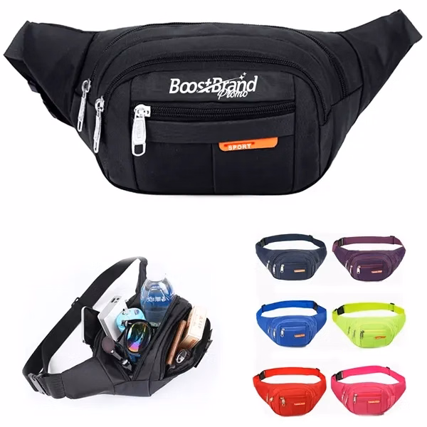 Custom 12.6 Inch Water Resistant Sports Waist Bag — Multi Pocket Active Essentials