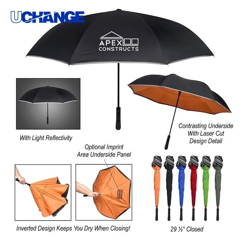 48-Inch Arc Two-Tone Inversion Umbrella Stylish Rain Protection 1