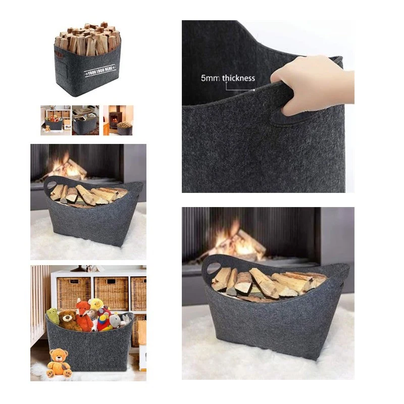 Felt Firewood Basket Storage Box 1