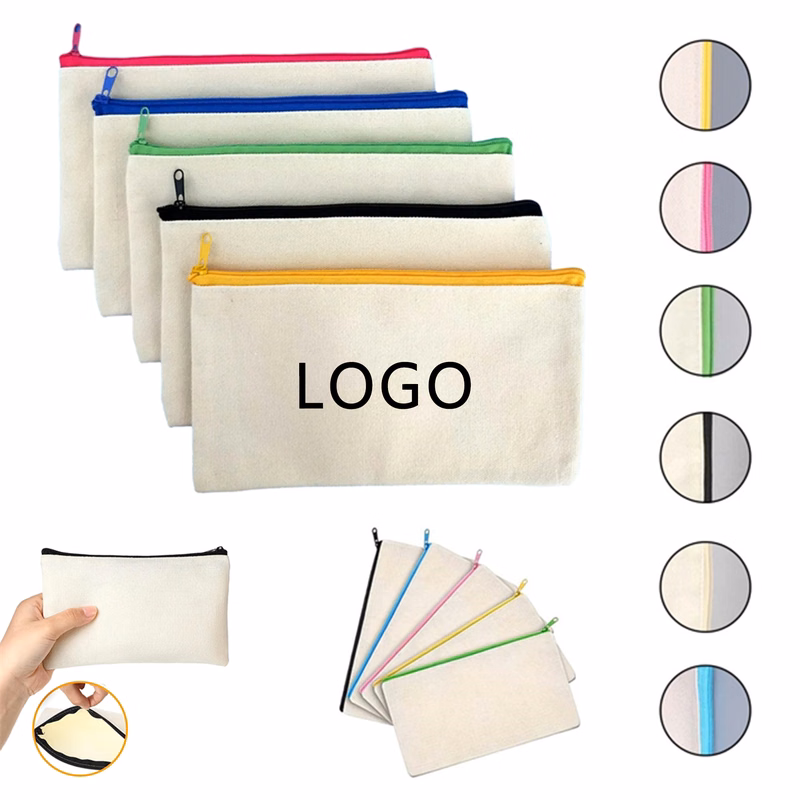 Canvas Pencil Case Zipper Pouch Stationery Storage