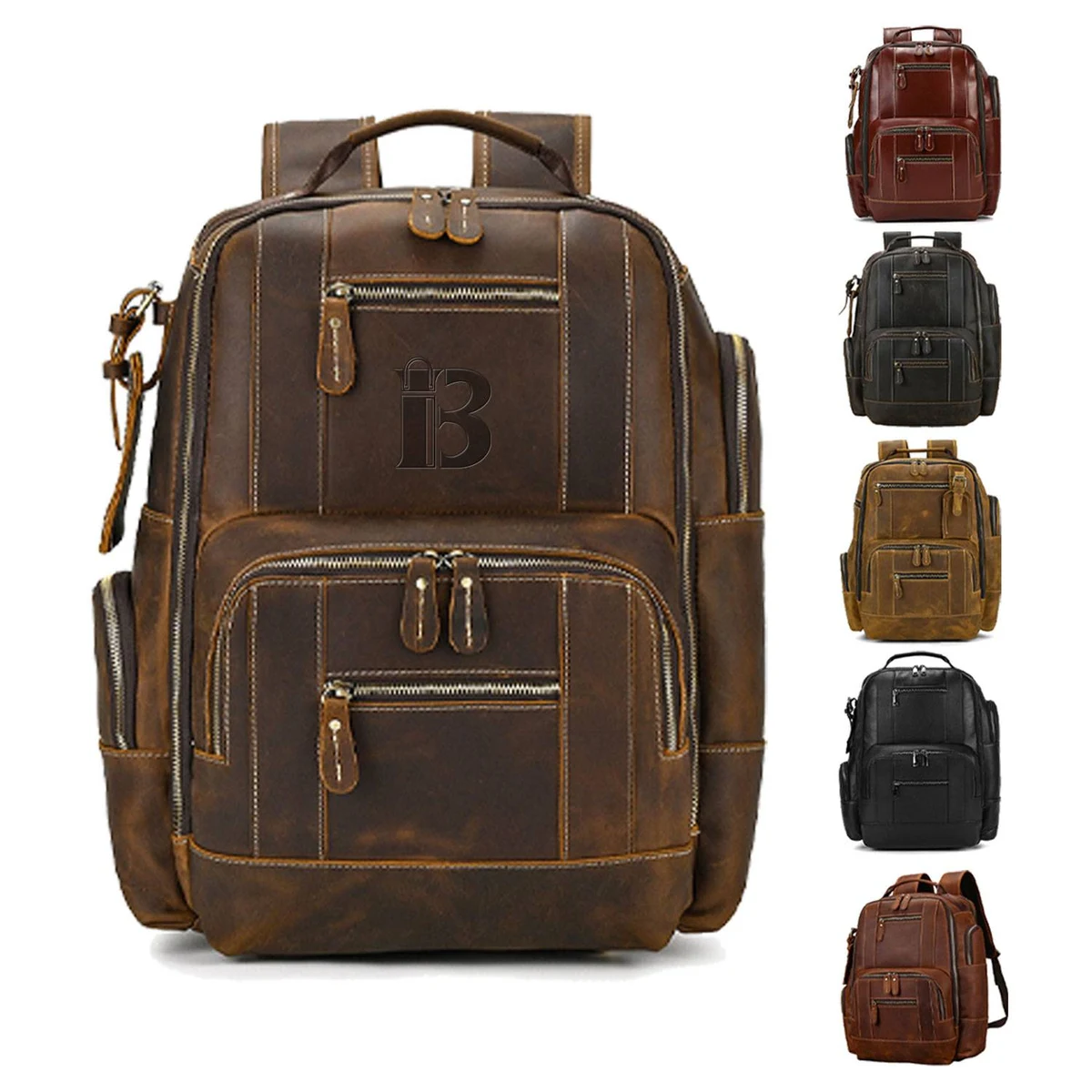 Large Capacity Leather Travel Retro Men's Backpack 1