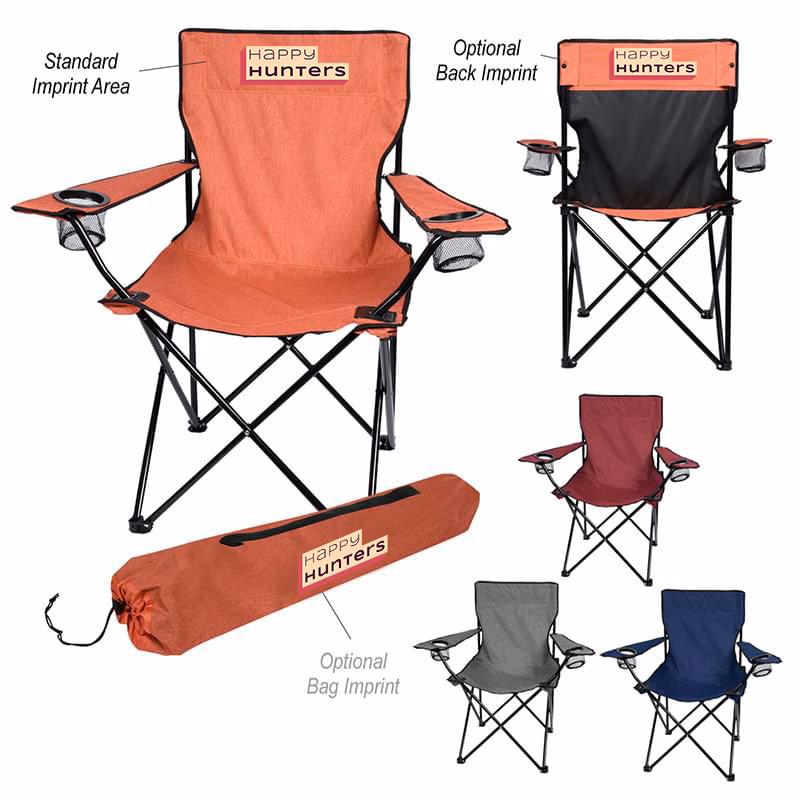 HEATHERED FOLDING CHAIR WITH CARRYING BAG