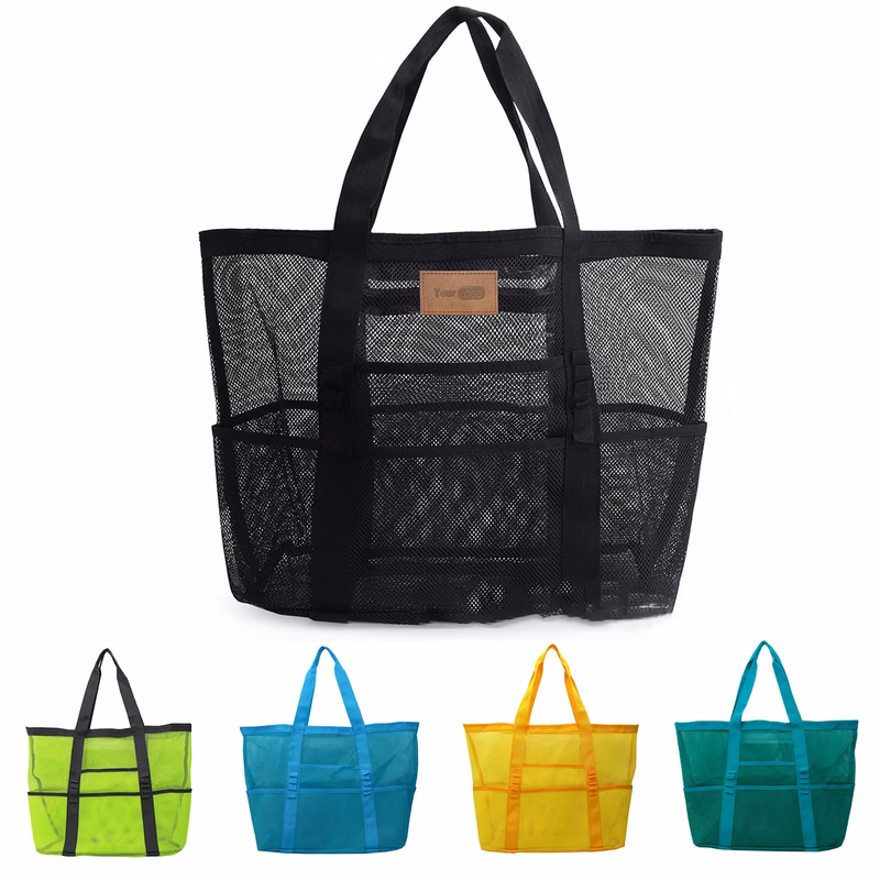 nylon Mesh portable beach tote bag with large capacity
