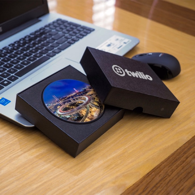 Logo Bright Glass Wireless Charger with Gift Box