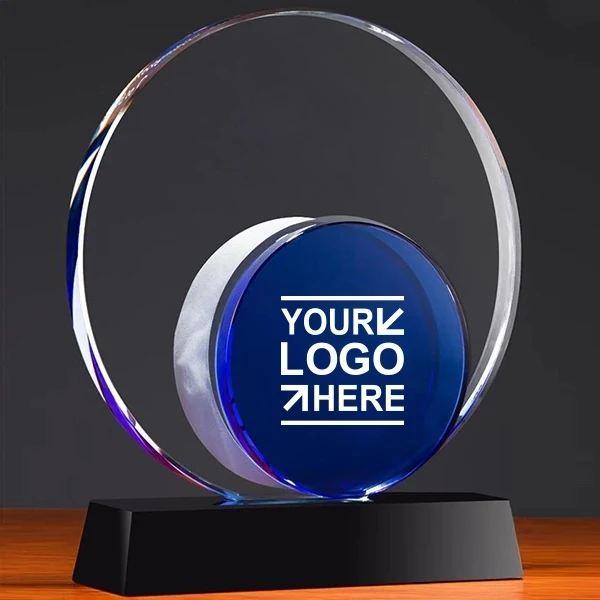 Personalised Blue Eclipse crystal award 1