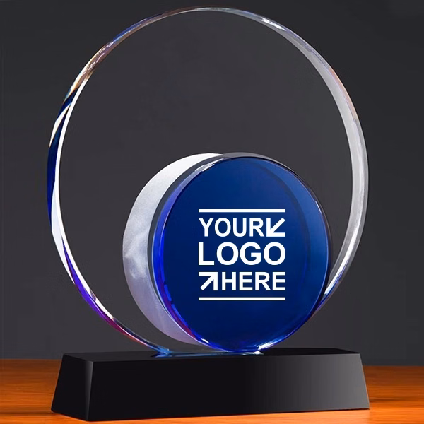 Personalised Blue Eclipse crystal award