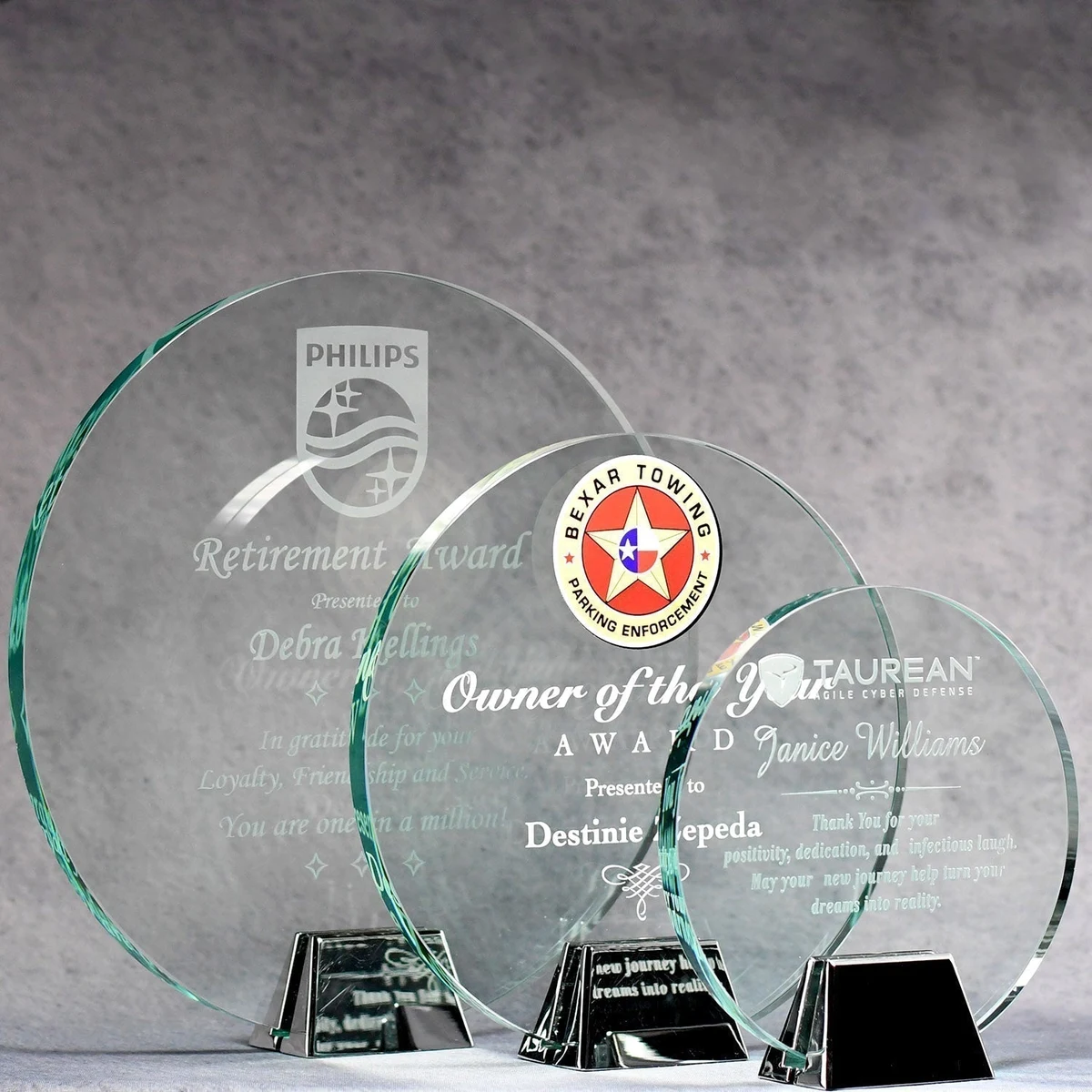 Jade Glass Circle With Chrome Stand 1