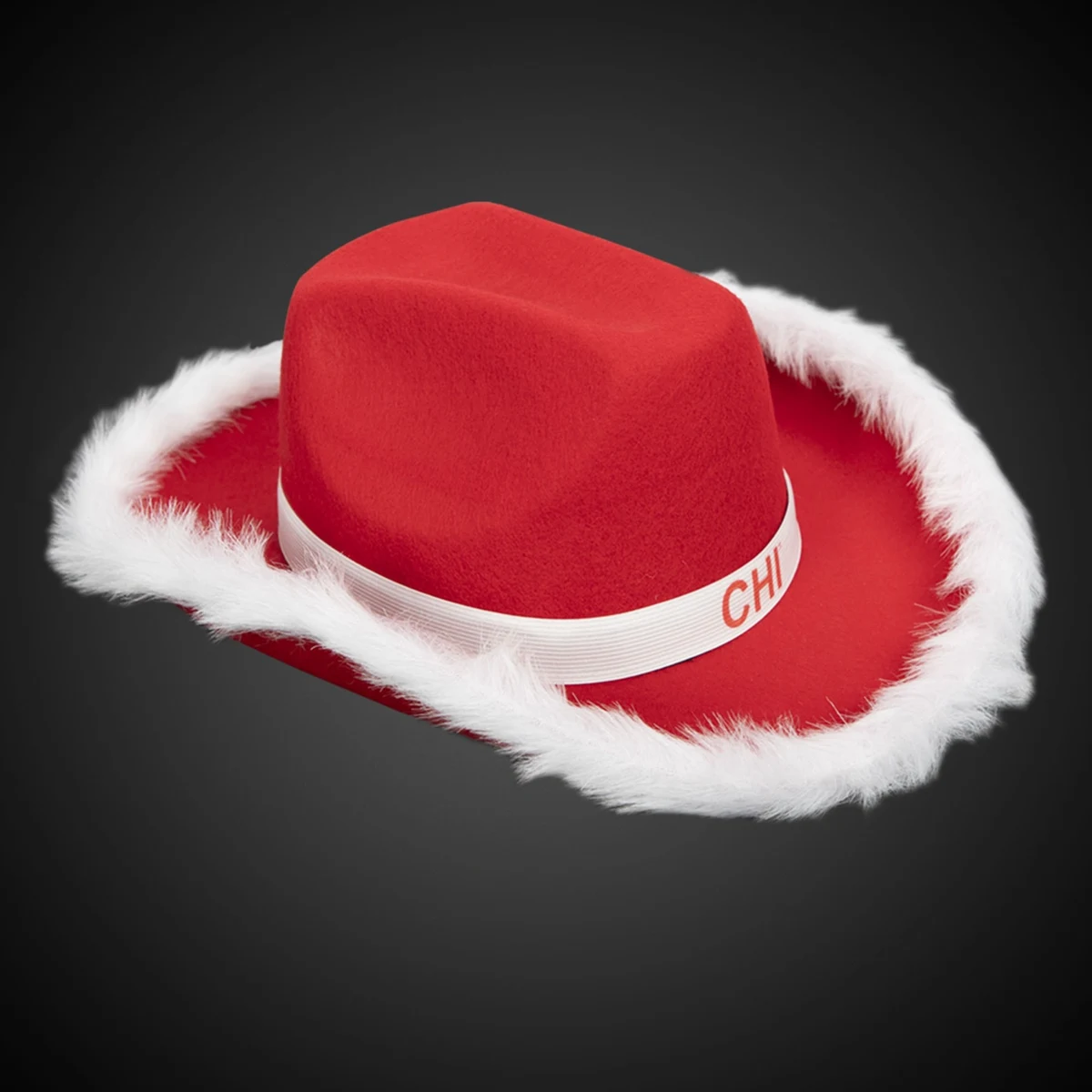 Santa Cowboy Hat w/ White Trim and White Band 1
