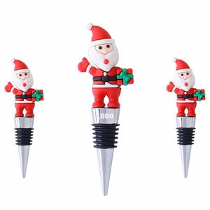 Festive PVC Stand Santa Claus Wine Cork Bottle Stopper