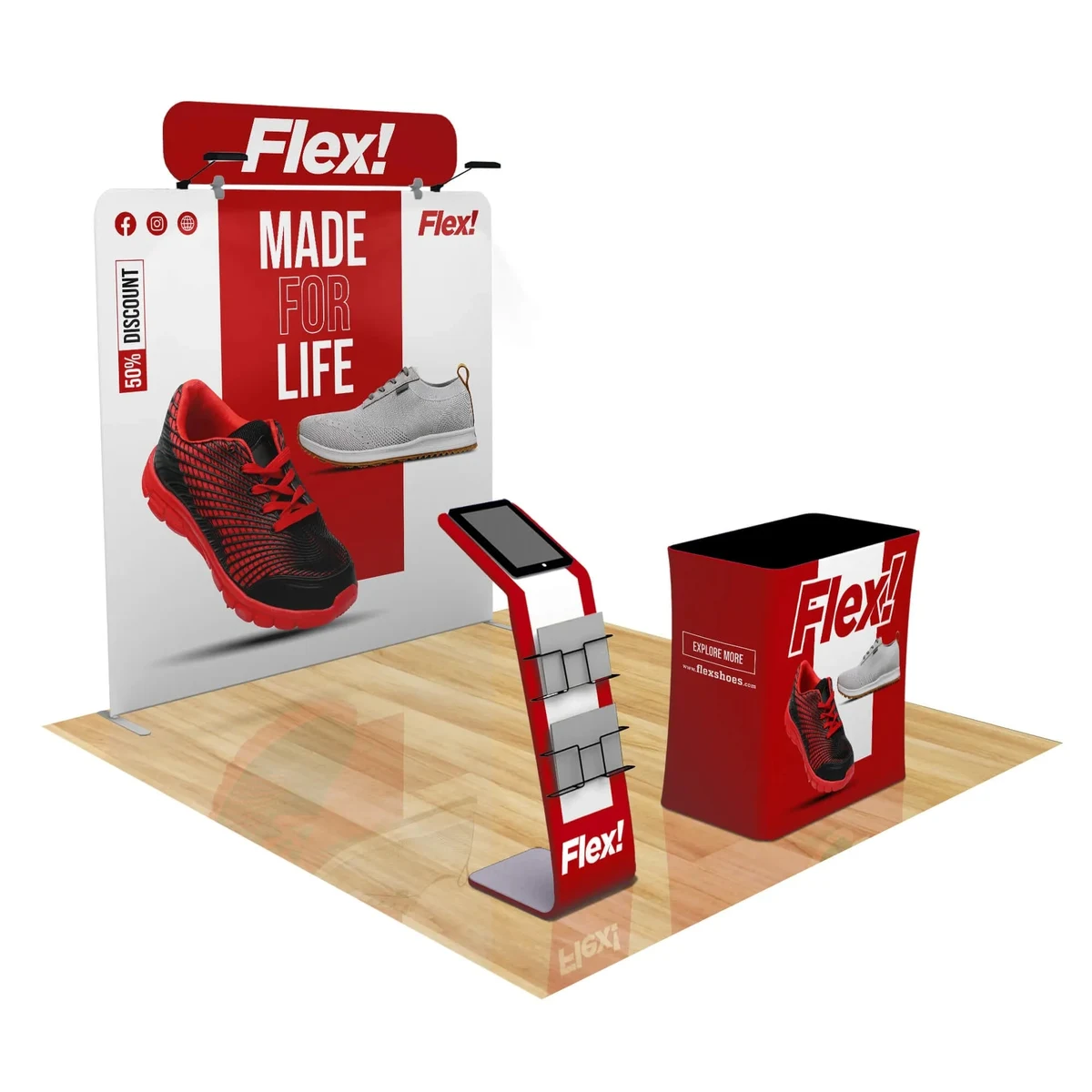 8ft Fastzip™ Media Stand Trade Show Booth Package 1