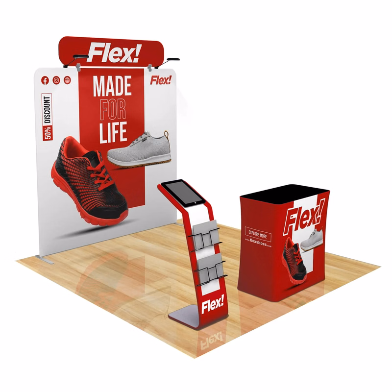 8ft Fastzip™ Media Stand Trade Show Booth Package