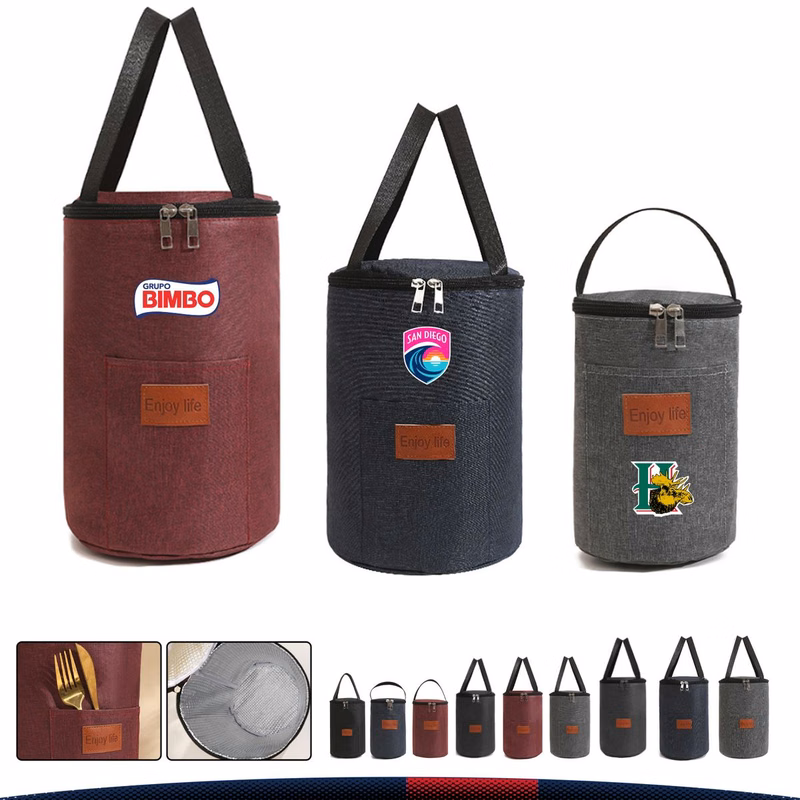 Nourchill Cylindrical Handheld Lunch Cooler Bag