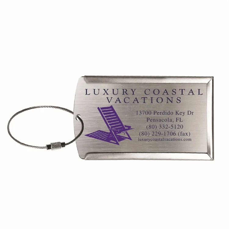 "Prestige" Brushed Metal Luggage Bag Tag 1