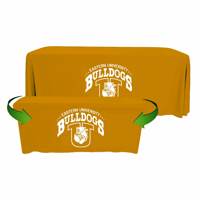 8 ft. to 6 ft. Convertible Throw PolyPoplin Table Cover (One Color Logo)