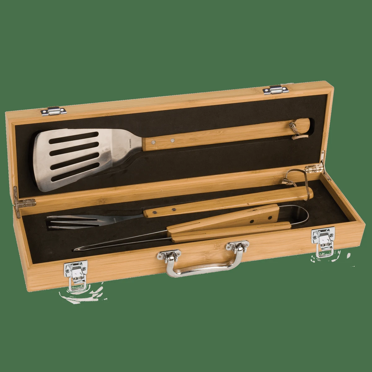 Bamboo 3-Piece BBQ Set in Bamboo Case 1