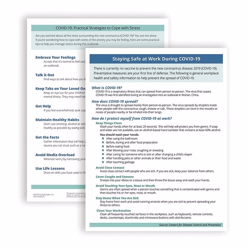 COVID-19 -Prevention & Stress Mgmt Handout - 50 Pk
