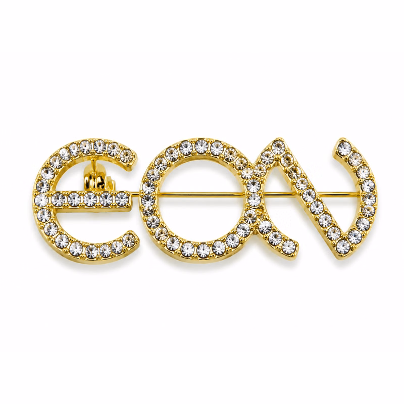 Die-Struck LetterRhinestone Lapel Pin